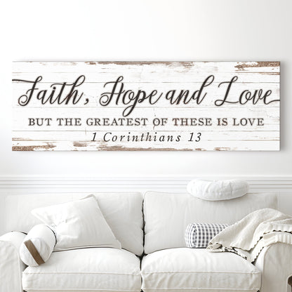 Faith Hope And Love canvas sign with rustic whitewashed wood 1 Corinthians 13 Tailored Canvases on Tampa Home & Garden Store