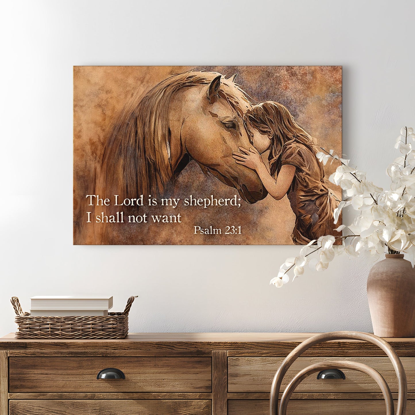 Canvas crafting faith sign The Lord Is My Shepherd Psalm 23:1 brown Tailored Canvases on Tampa Home & Garden Store