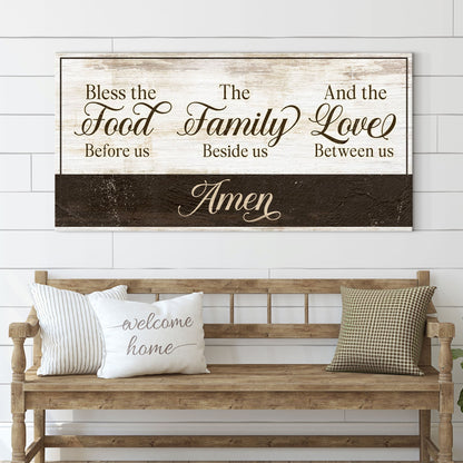 Canvas sign Bless The Food Before Us And The Love Between Us Amen Tailored Canvases rustic on Tampa Home & Garden Store