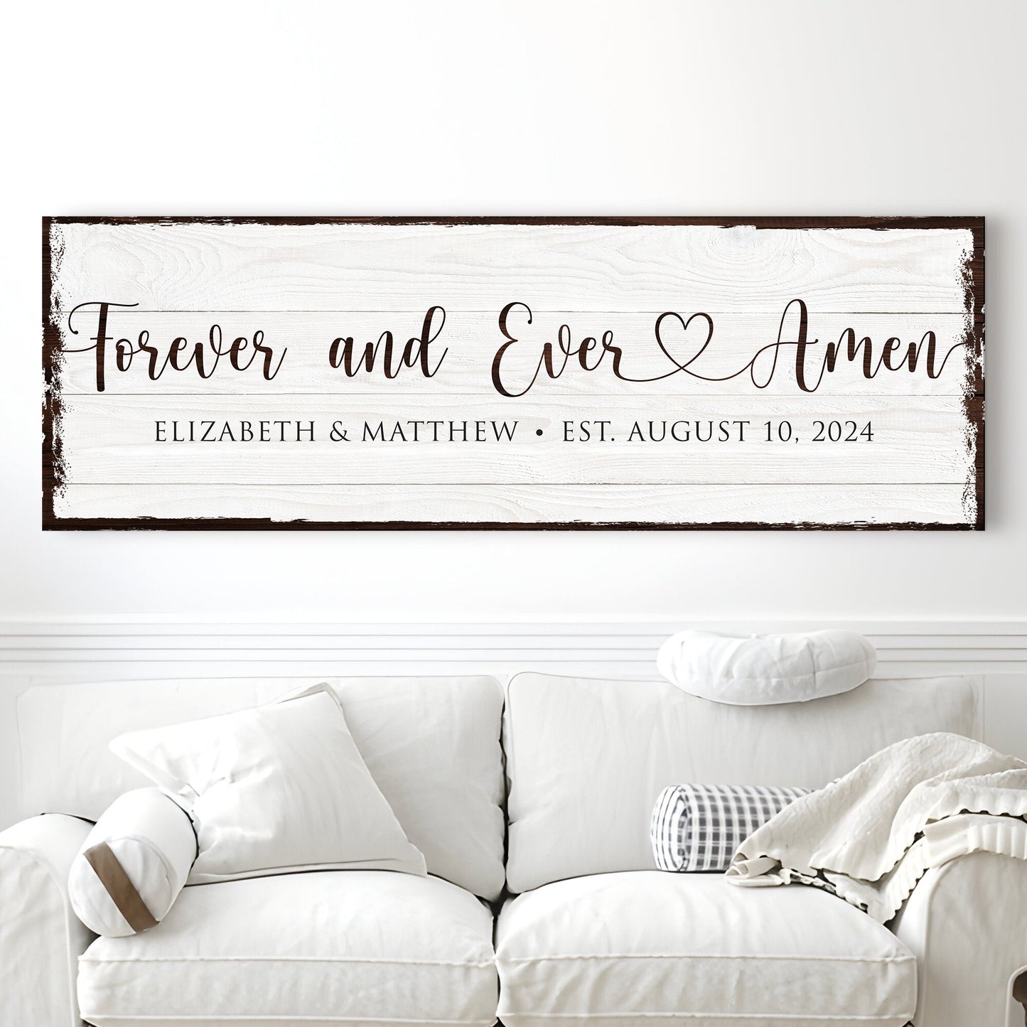Forever and Ever Amen Faith Sign II canvas with whitewashed wood frame and script lettering on Tampa Home & Garden Store