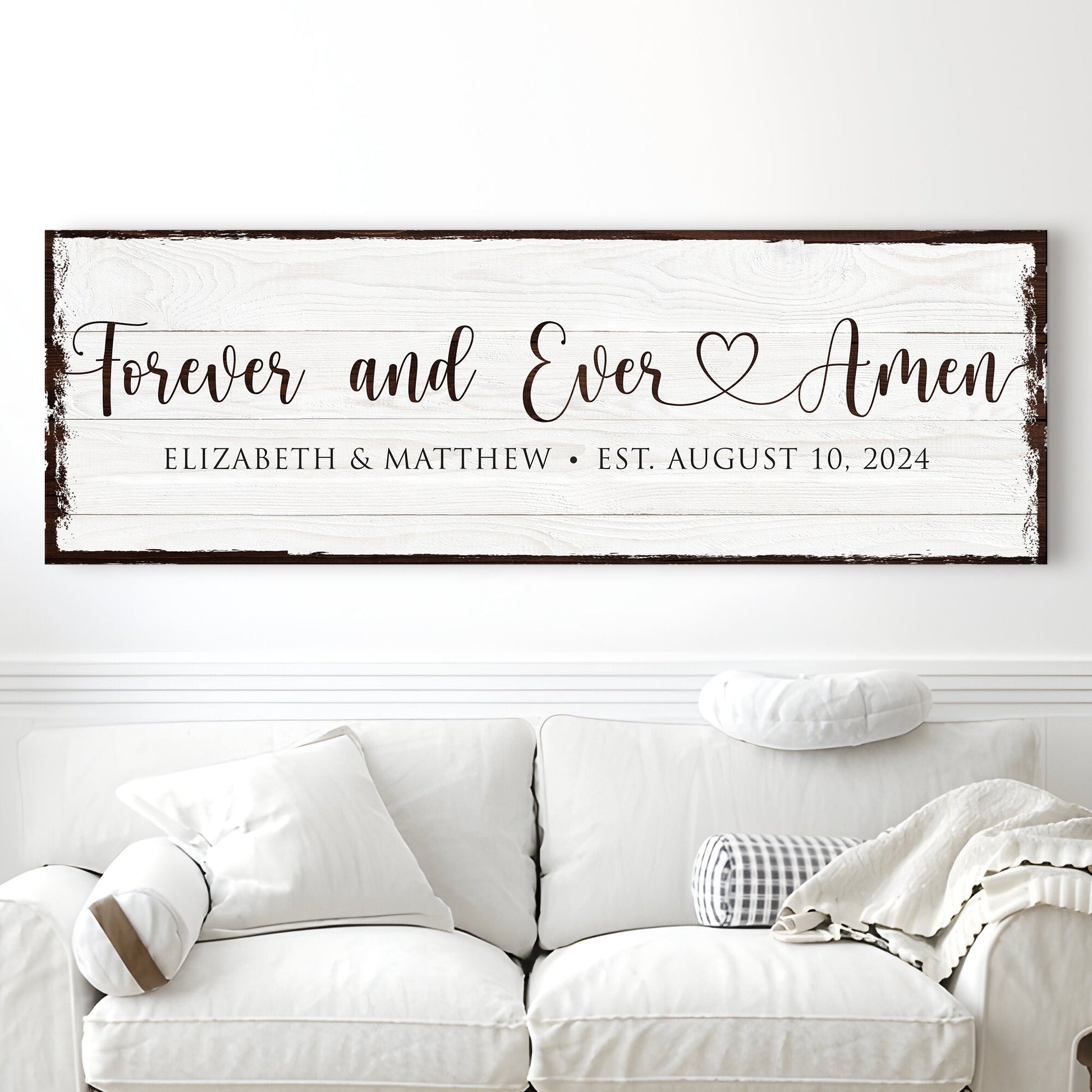 Forever and Ever Amen Faith Sign II canvas with whitewashed wood frame and script lettering on Tampa Home & Garden Store