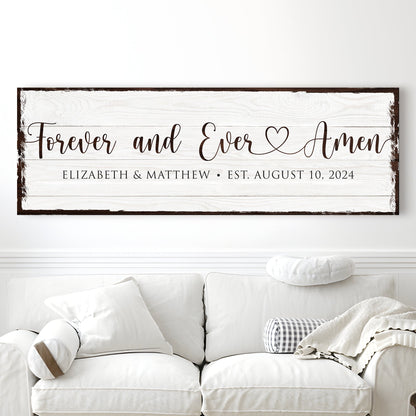 Forever and Ever Amen Faith Sign II canvas with whitewashed wood frame and script lettering on Tampa Home & Garden Store