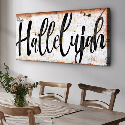 Rustic Hallelujah Faith Sign canvas by Tailored Canvases with a vintage rusted finish on Tampa Home & Garden Store