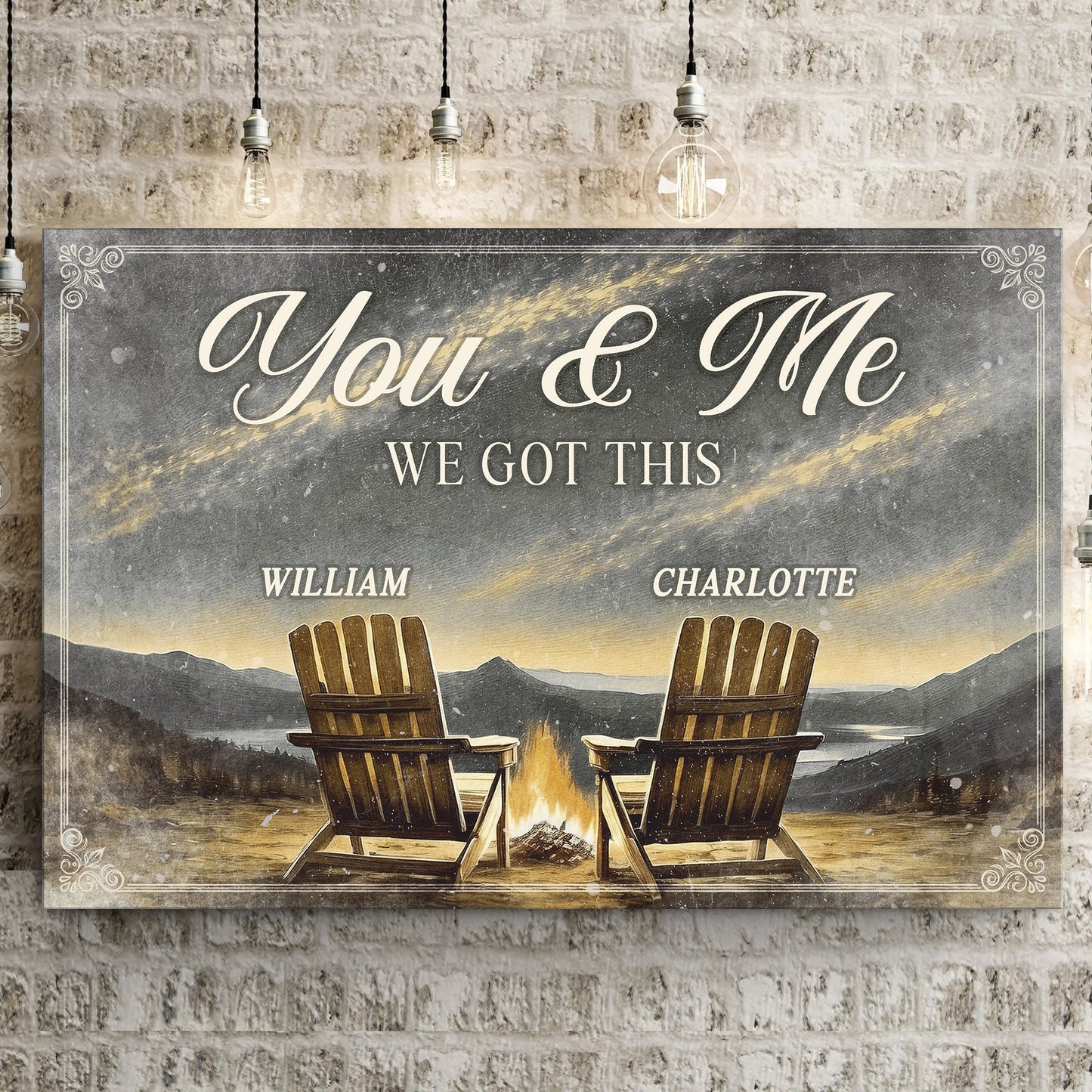 Canvas camping sign You & Me we got this couple design by Tailored Canvases chalkboard on Tampa Home & Garden Store