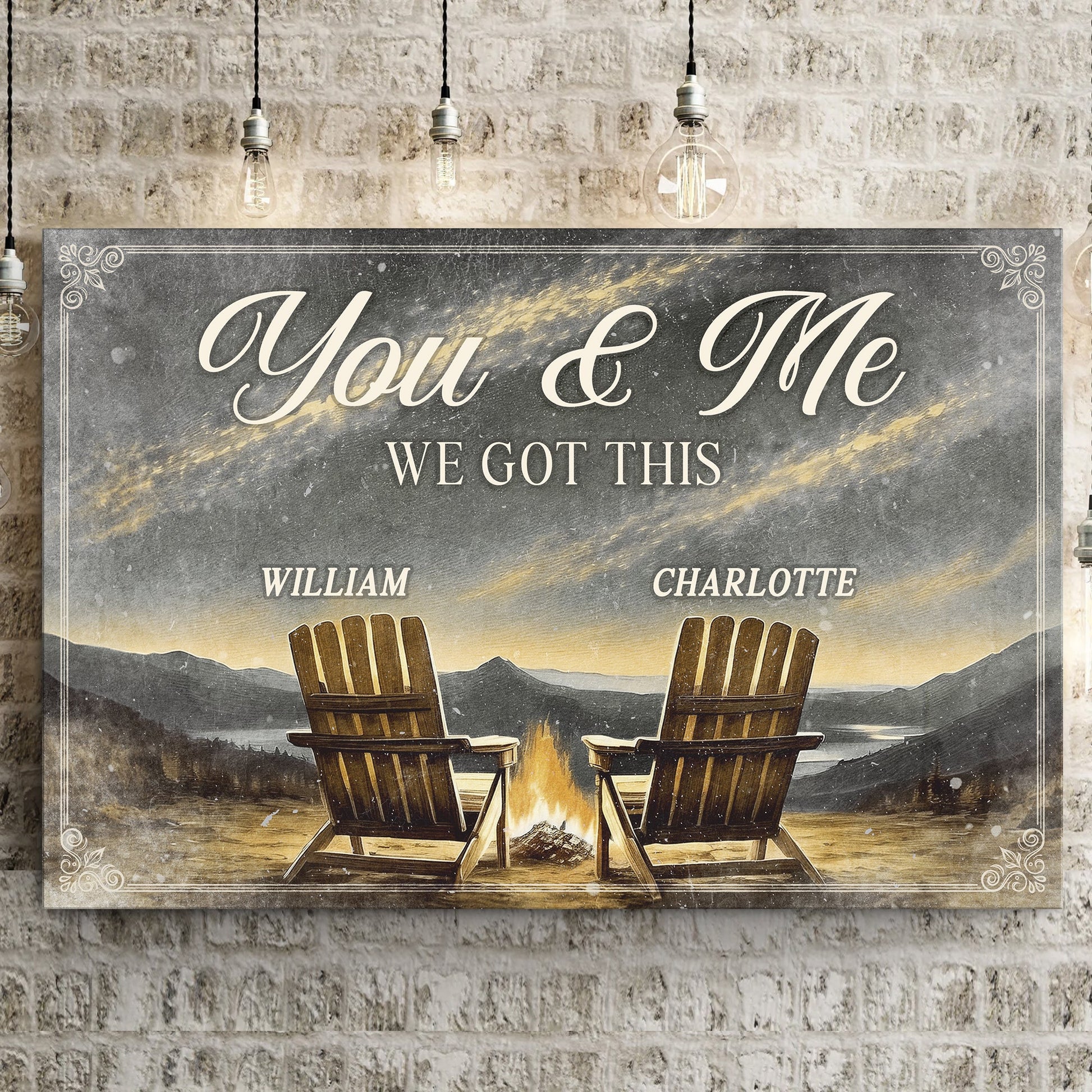 Canvas camping sign You & Me we got this couple design by Tailored Canvases chalkboard on Tampa Home & Garden Store