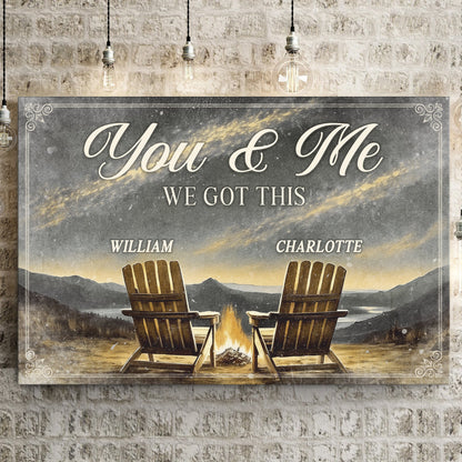 Canvas camping sign You & Me we got this couple design by Tailored Canvases chalkboard on Tampa Home & Garden Store