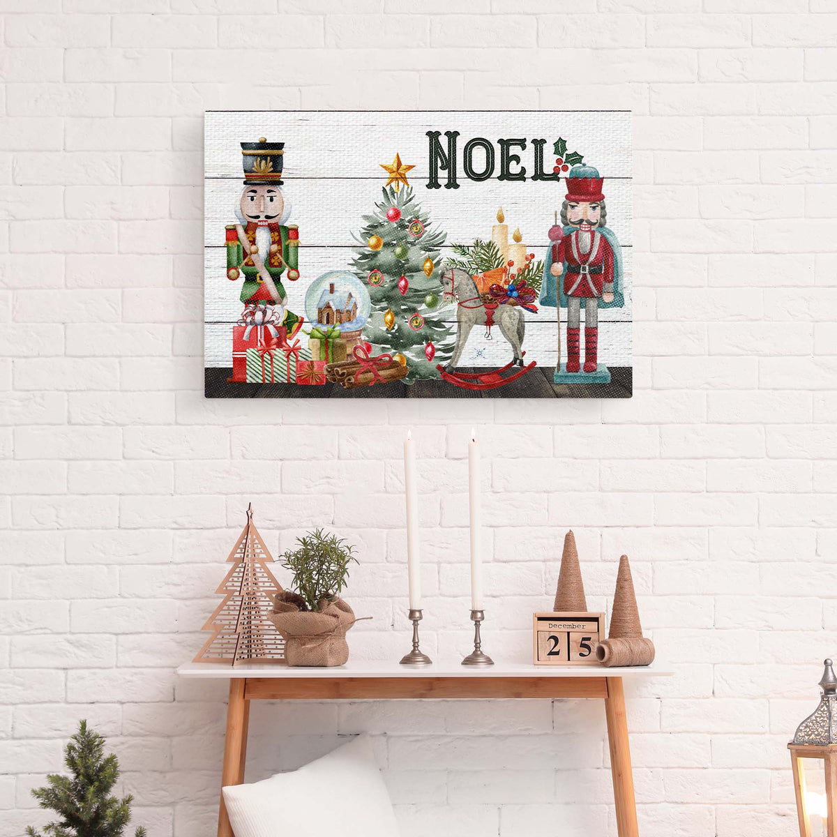 Nutcrackers Noel Sign canvas by Tailored Canvases, festive Christmas scene with nutcrackers on Tampa Home & Garden Store