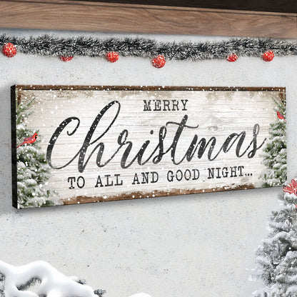 Merry Christmas To All And Goodnight Sign canvas with distressed wood and black script on Tampa Home & Garden Store