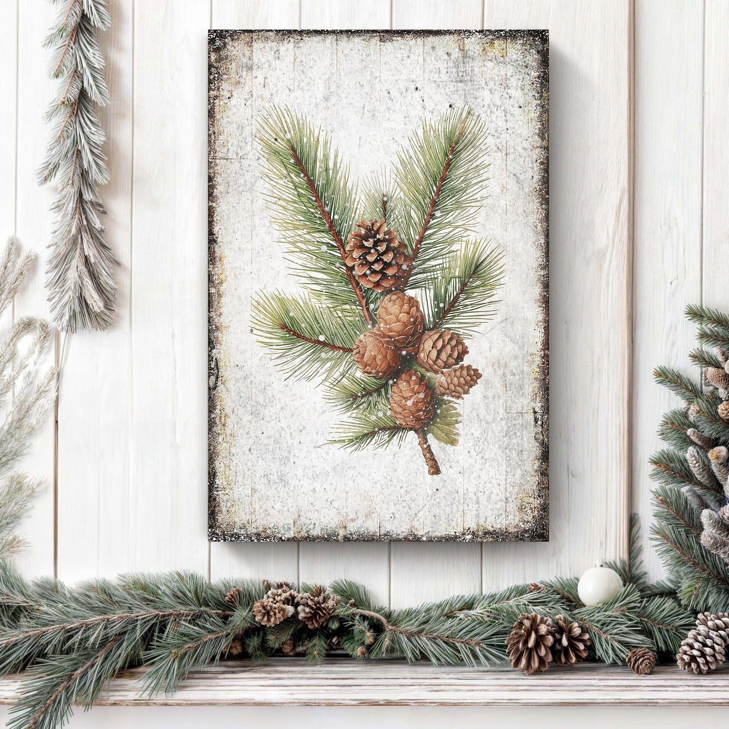 Vintage Winter Pine Cone Christmas Wall Art IV canvas Tailored Canvases crafting canvas on Tampa Home & Garden Store