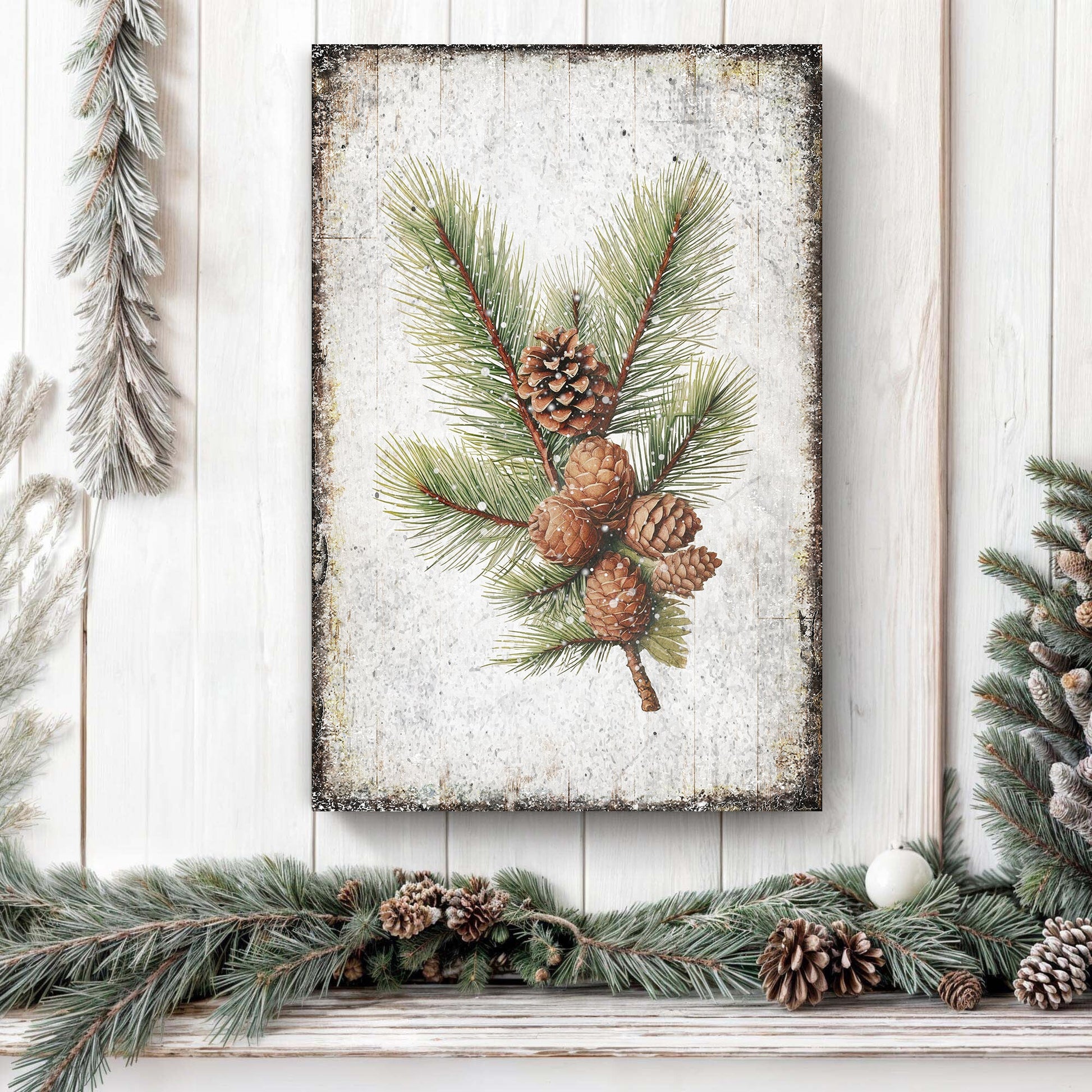Vintage Winter Pine Cone Christmas Wall Art IV canvas Tailored Canvases crafting canvas on Tampa Home & Garden Store