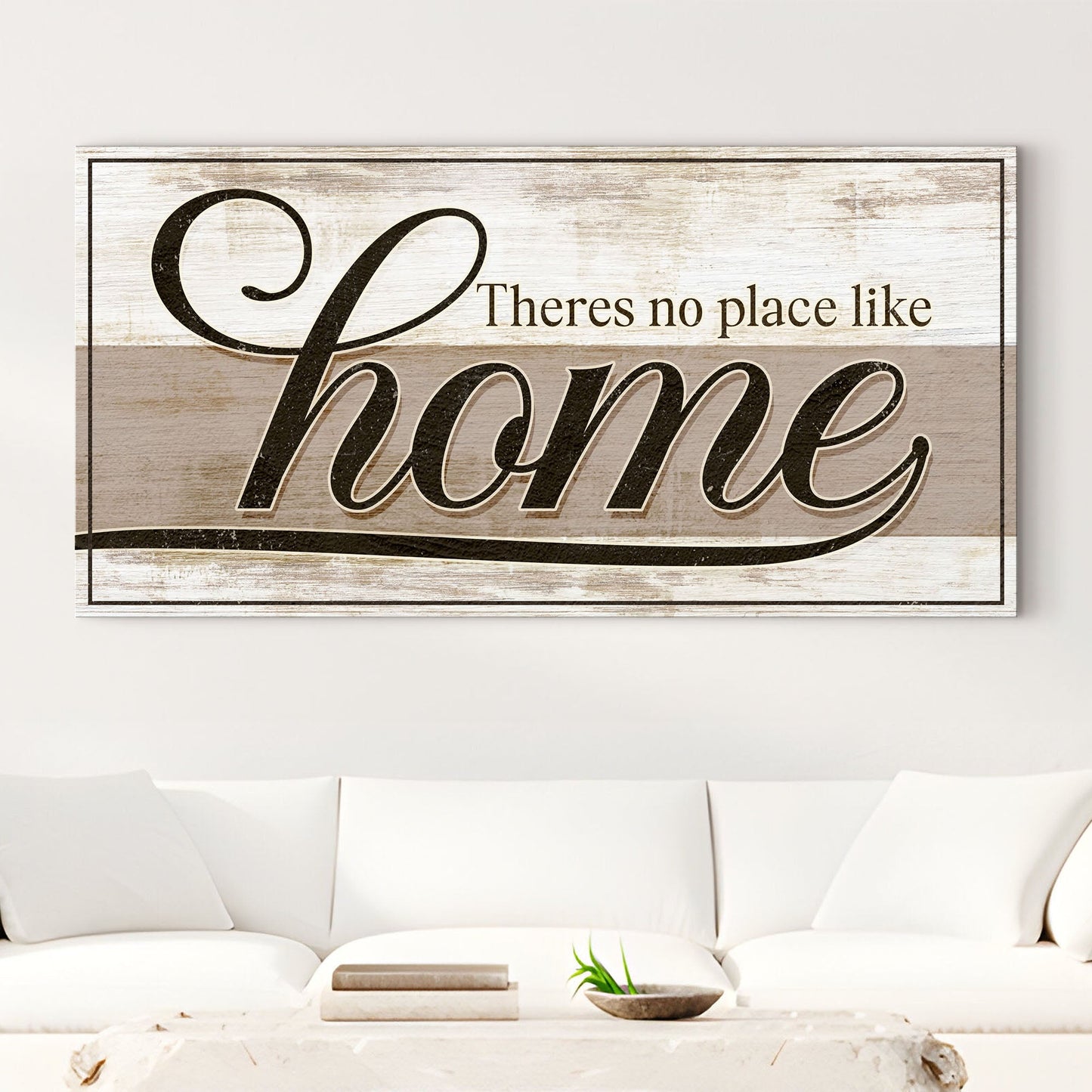 No Place Like Home Sign II canvas with distressed whitewashed wood Tailored Canvases on Tampa Home & Garden Store