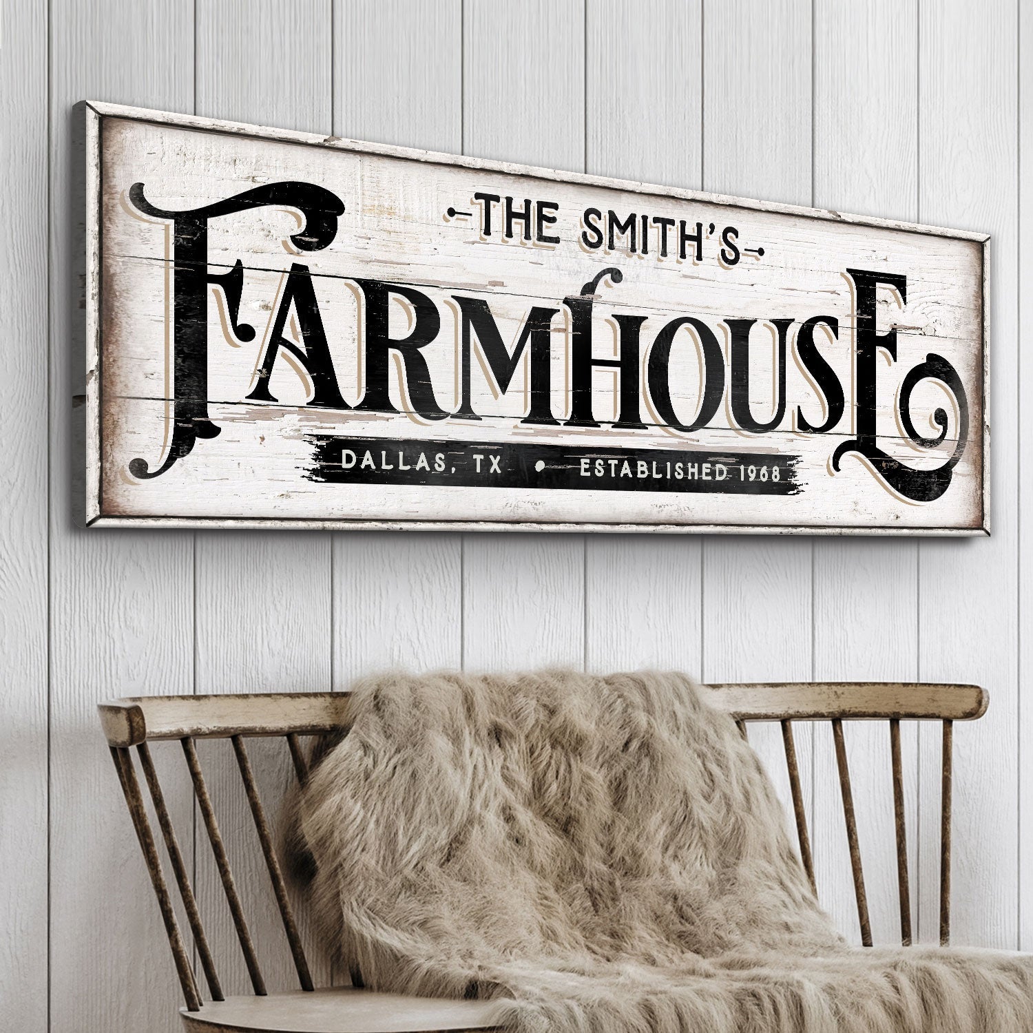 Vintage Rust Farmhouse Sign III canvas wall art with distressed planks and ornate lettering on Tampa Home & Garden Store