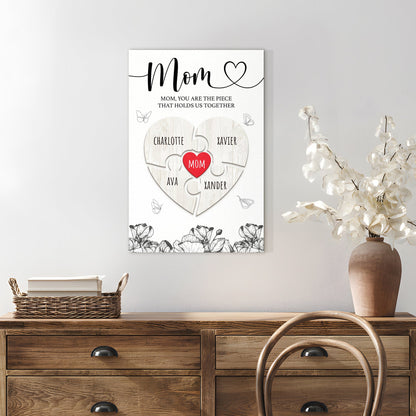 Mother's Day Sign III canvas with black Mom script and heart design on Tampa Home & Garden Store