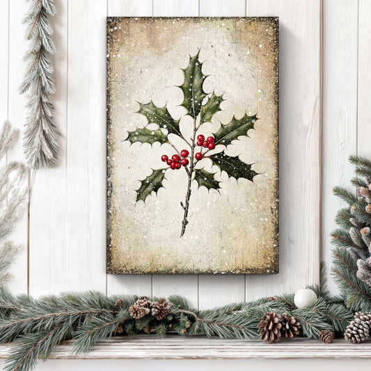 Christmas Holly Wall Art II canvas Tailored Canvases holly leaves and red berries on backdrop on Tampa Home & Garden Store