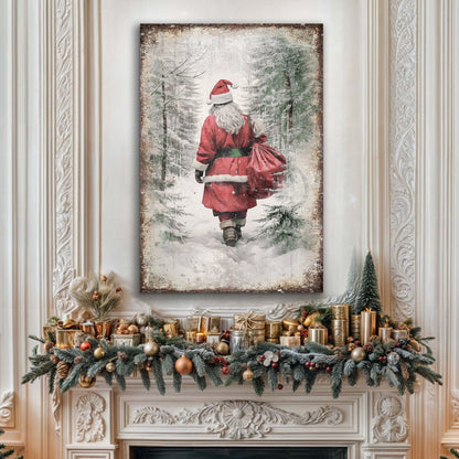 Vintage Christmas Santa Claus Wall Art V canvas by Tailored Canvases, snowy forest scene on Tampa Home & Garden Store