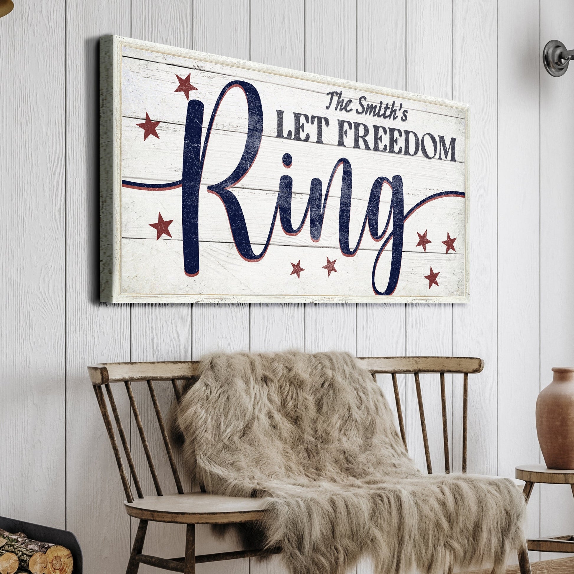Let Freedom Ring personalized canvas sign by Tailored Canvases, patriotic design on Tampa Home & Garden Store