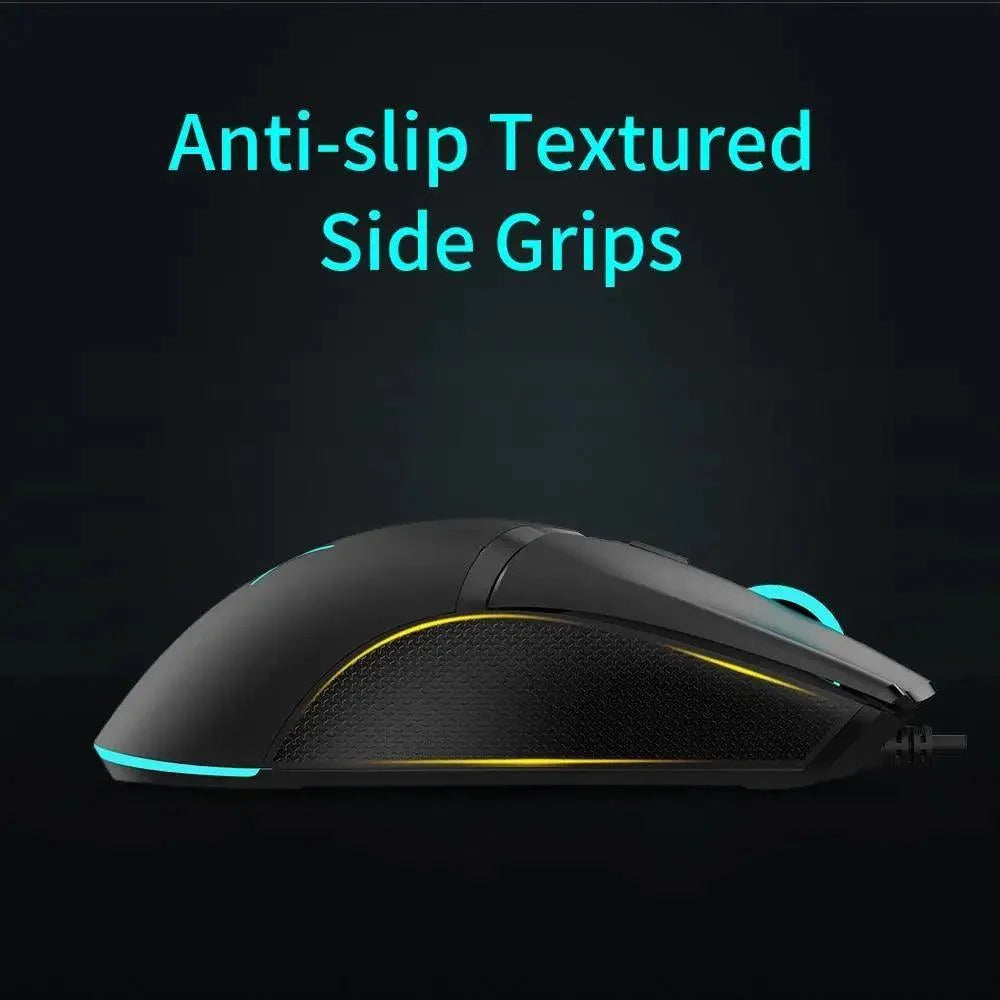 Stevvex wireless gaming mouse black with teal LED accents and textured side grips on Tampa Home & Garden Store