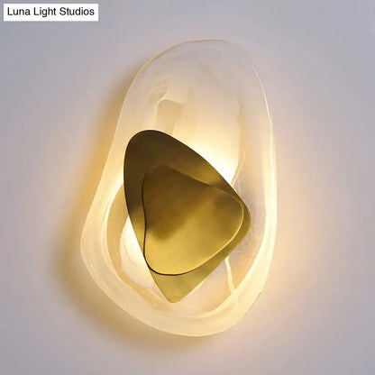 Clear Glass Rock Sconce with brass interior panels by Decorbites on Tampa Home & Garden Store