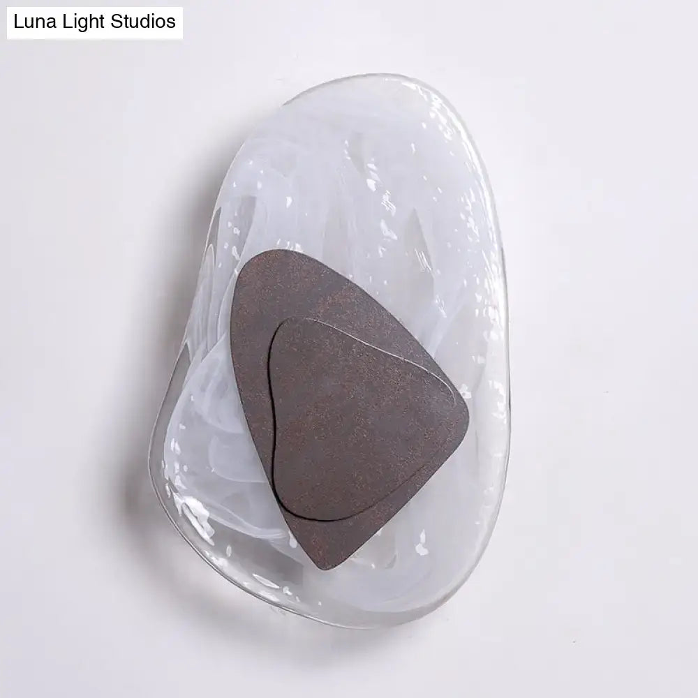 Clear Glass Rock Sconce by Decorbites with dark brown stone accent on Tampa Home & Garden Store