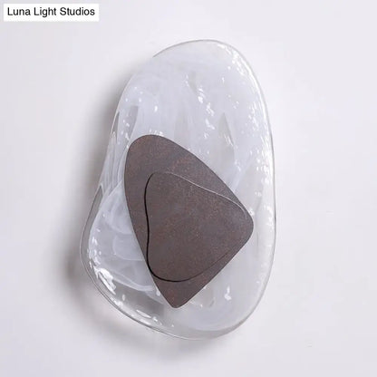 Clear Glass Rock Sconce by Decorbites with dark brown stone accent on Tampa Home & Garden Store