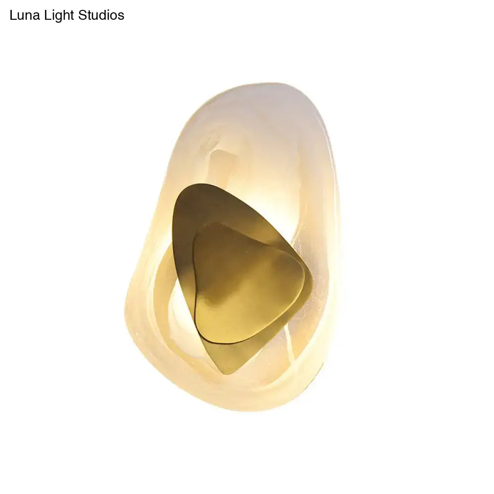 Clear Glass Rock Sconce with gold-tone inner shapes by Decorbites, modern wall light on Tampa Home & Garden Store
