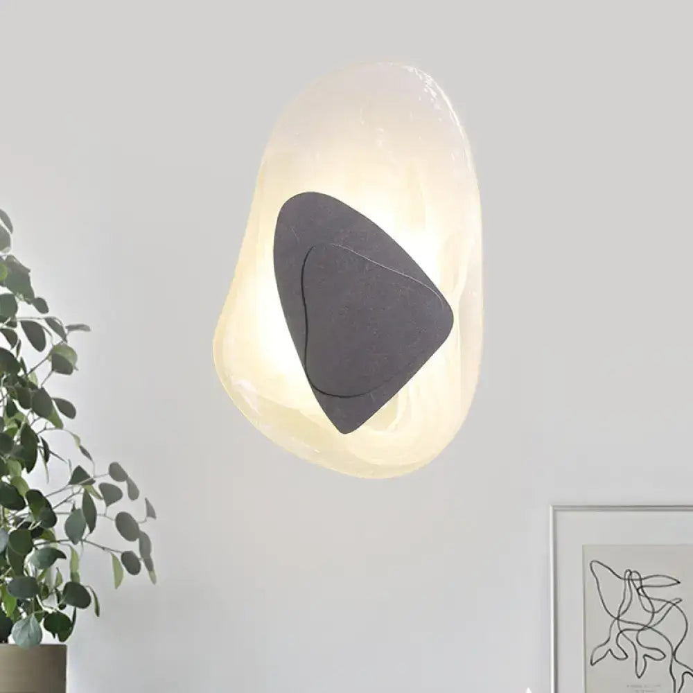 Clear Glass Rock Sconce wall lamp with translucent glass and dark inner rock warm glow on Tampa Home & Garden Store