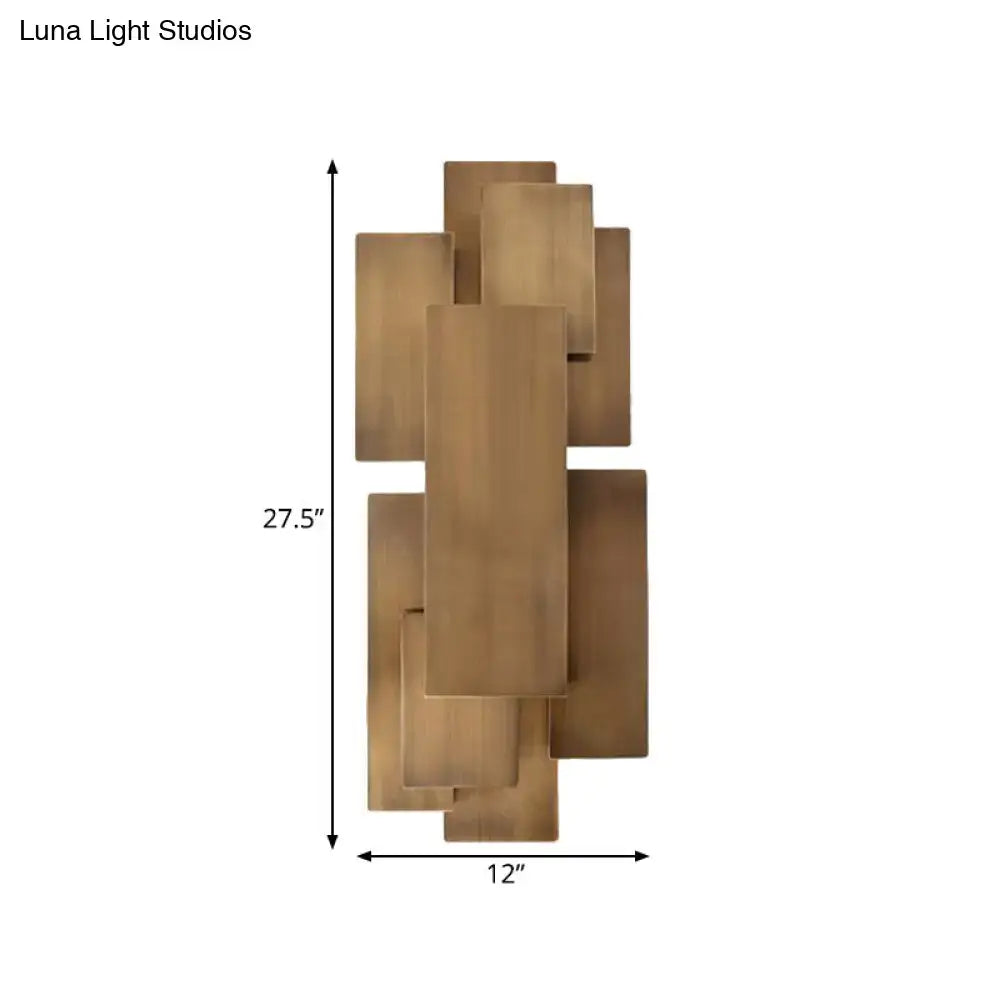 Dark Wood Wall Sconce by Decorbites, bronze-toned panels, 27.5 inches tall x 12 inches wide on Tampa Home & Garden Store