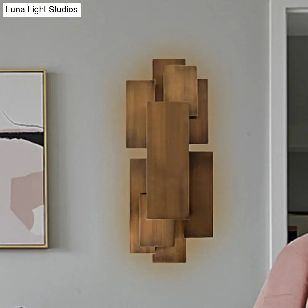 Dark wood wall sconce by Decorbites with geometric rectangular panels on Tampa Home & Garden Store
