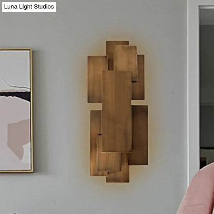 Dark wood wall sconce by Decorbites with geometric rectangular panels on Tampa Home & Garden Store