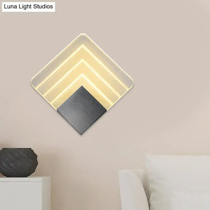 Silver Black Square Sconce by Decorbites; geometric nested frame with warm backlit LEDs on Tampa Home & Garden Store