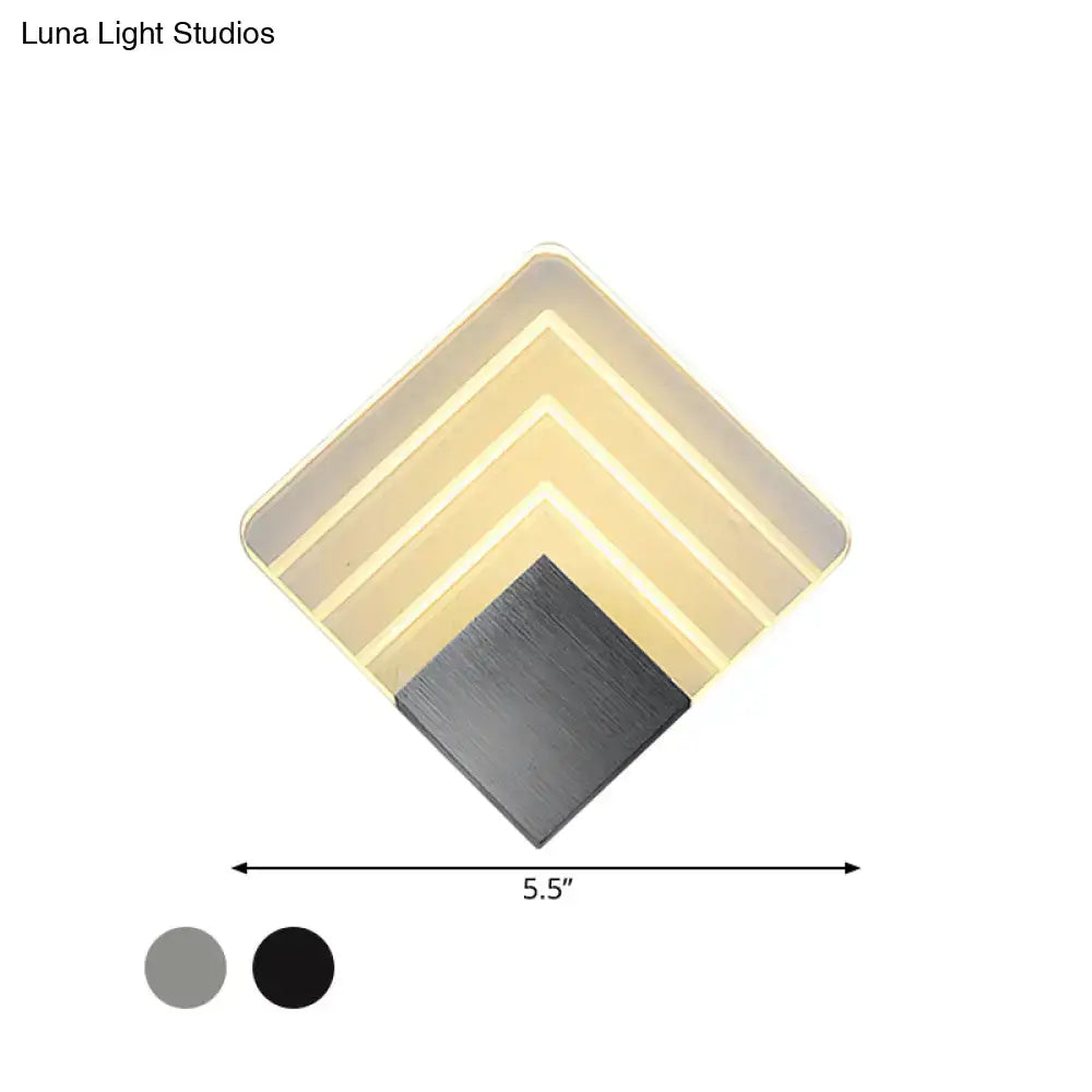 Silver Black Square Sconce by Decorbites with illuminated nested square frames, 5.5 in wide on Tampa Home & Garden Store