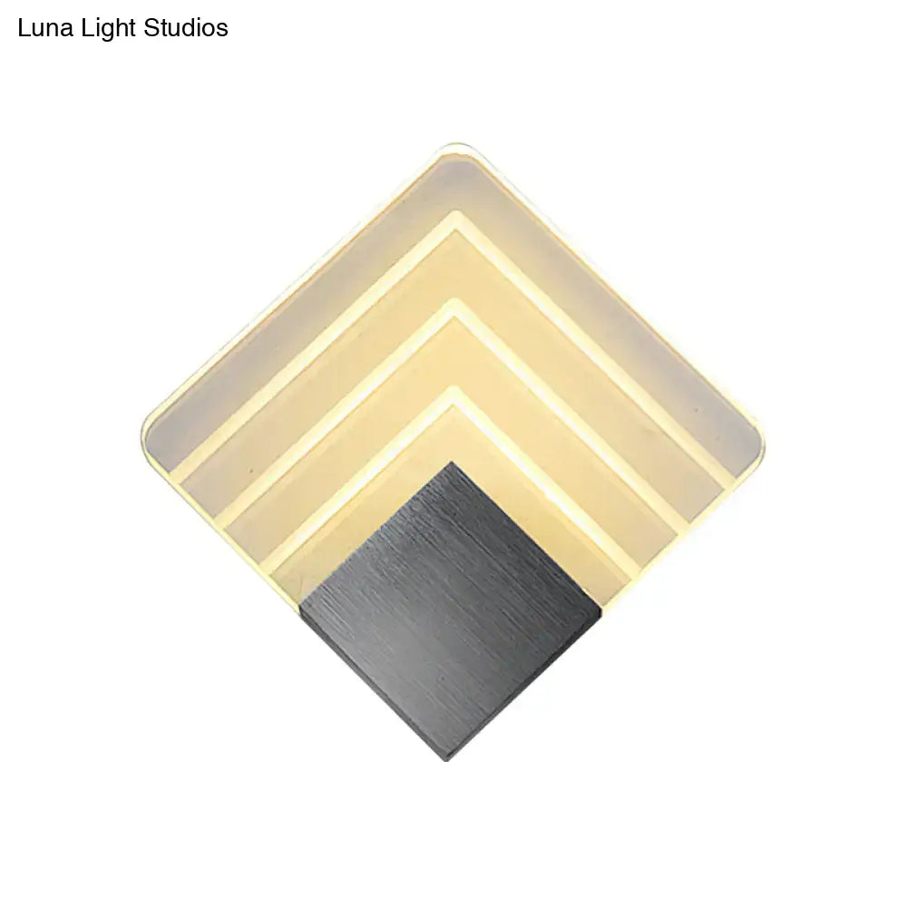 Silver Black Square Sconce with nested LED frame and dark metal base by Decorbites on Tampa Home & Garden Store