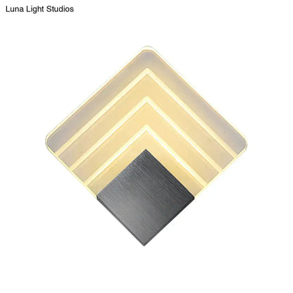Silver Black Square Sconce with nested LED frame and dark metal base by Decorbites on Tampa Home & Garden Store