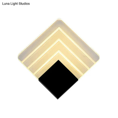 Silver Black Square Sconce by Decorbites with layered square panels and warm glow on Tampa Home & Garden Store