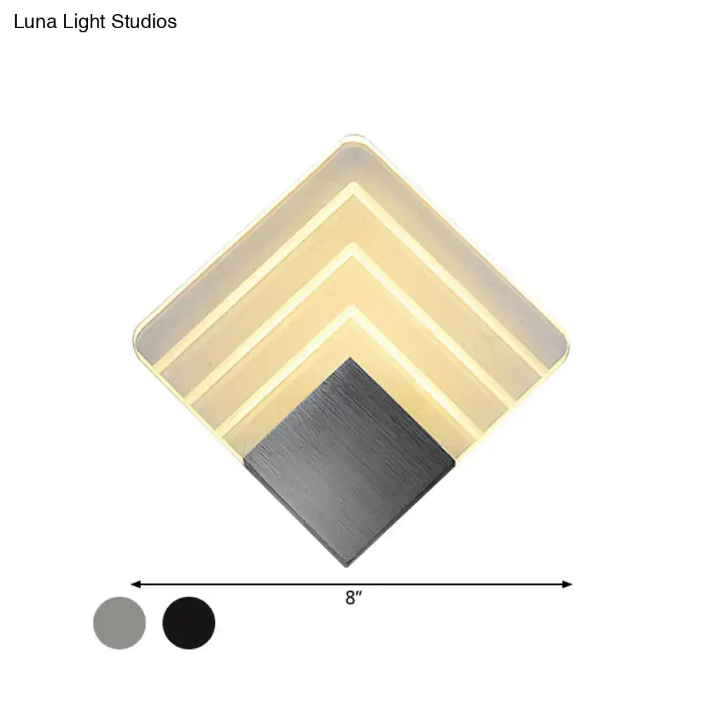 Silver Black Square Sconce by Decorbites, 8-inch LED backlit wall light on Tampa Home & Garden Store
