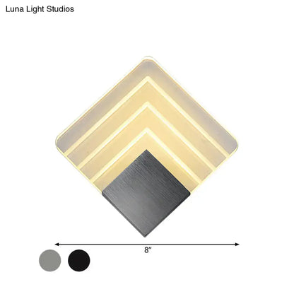 Silver Black Square Sconce by Decorbites, 8-inch LED backlit wall light on Tampa Home & Garden Store