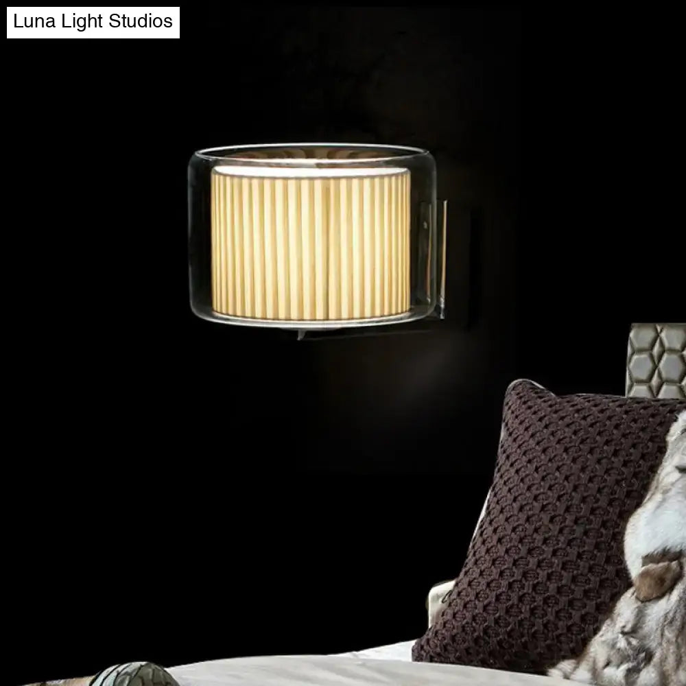 Amber Pleated Wall Lamp by Decorbites, glass framed wall sconce with warm pleated shade on Tampa Home & Garden Store