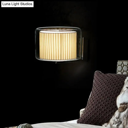 Amber Pleated Wall Lamp by Decorbites, glass framed wall sconce with warm pleated shade on Tampa Home & Garden Store