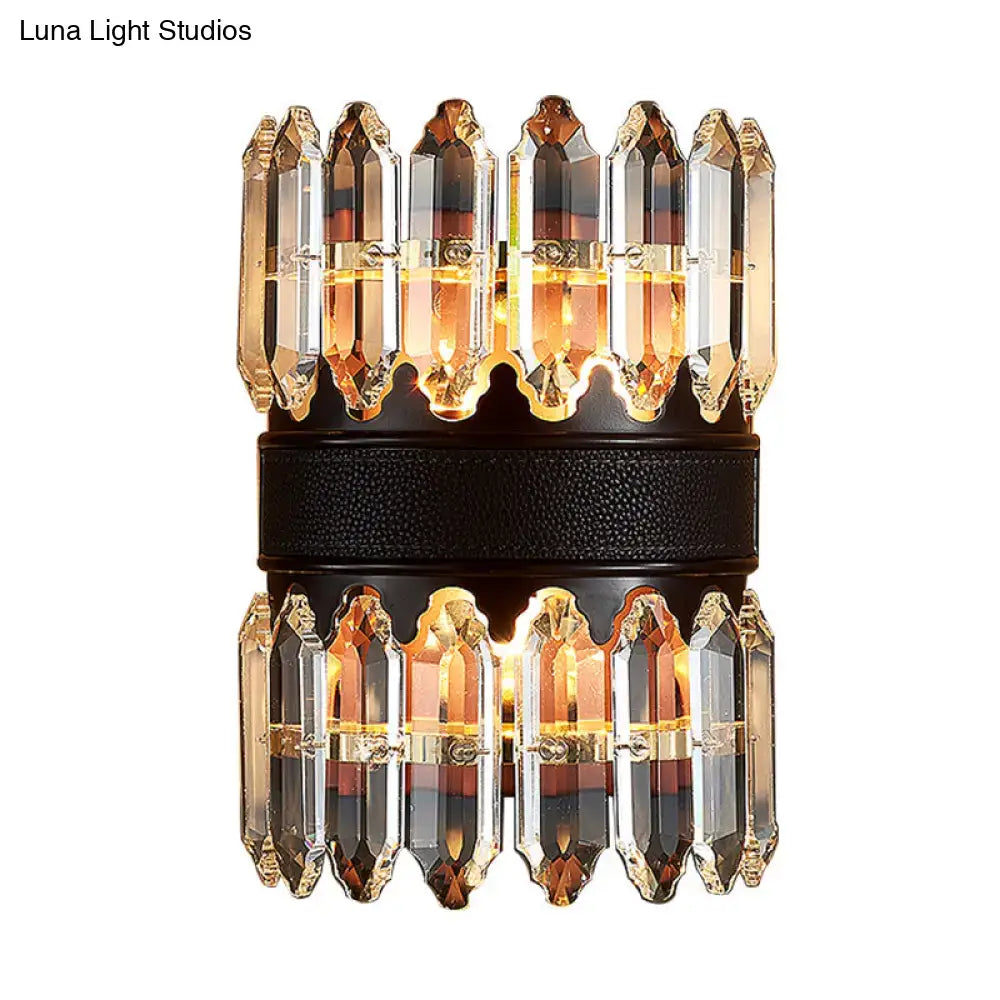 Black crystal wall sconce by Decorbites with amber prisms, 2/4 light on Tampa Home & Garden Store