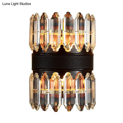 Black crystal wall sconce by Decorbites with amber prisms, 2/4 light on Tampa Home & Garden Store