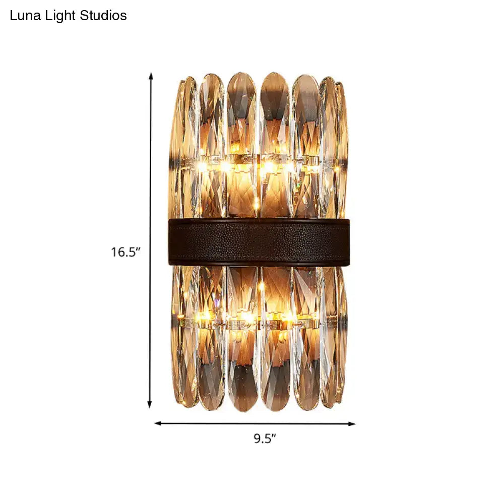 Black crystal wall sconce with gold-tinted facets, 2 or 4 light, modern home lighting on Tampa Home & Garden Store