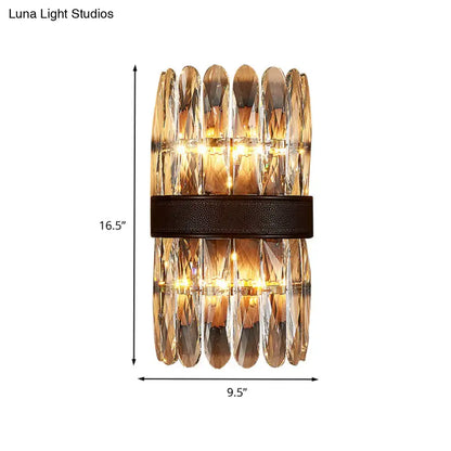Black crystal wall sconce with gold-tinted facets, 2 or 4 light, modern home lighting on Tampa Home & Garden Store