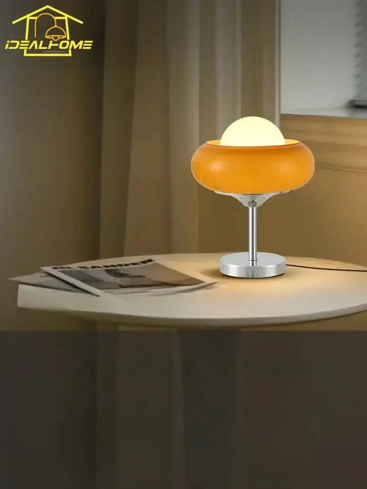 Amber Glass Iron LED Floor Lamp for Living Room