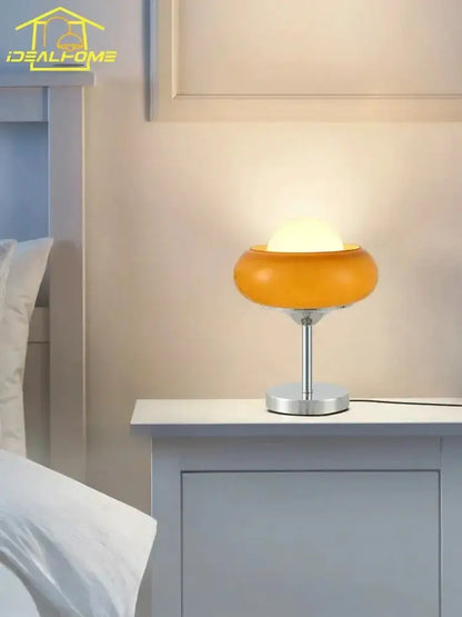 Amber Glass Iron LED Floor Lamp for Living Room