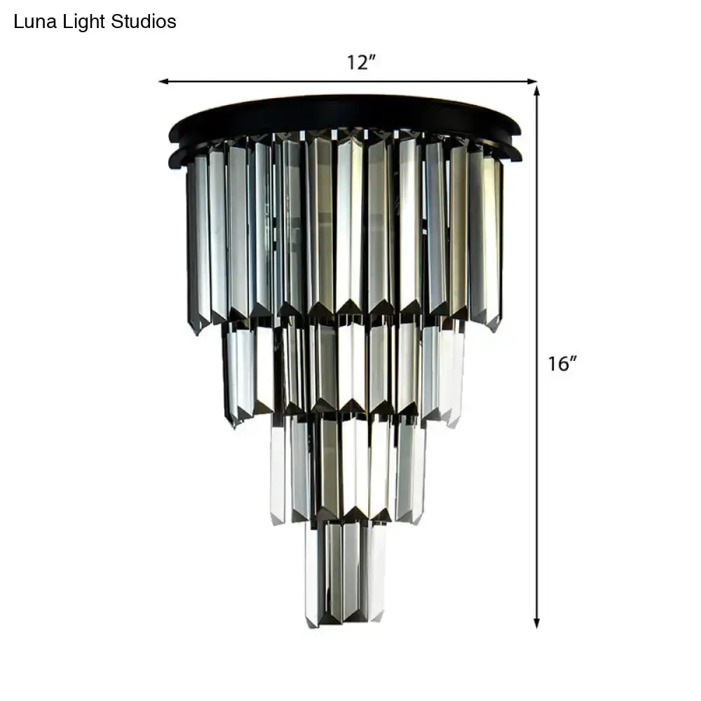 Modern Amber Tiered Crystal Wall Mounted Lamp