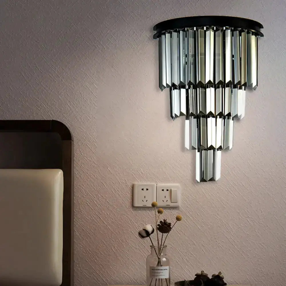Modern Amber Tiered Crystal Wall Mounted Lamp