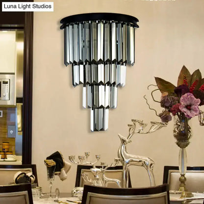 Modern Amber Tiered Crystal Wall Mounted Lamp
