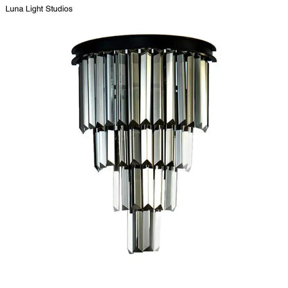 Modern Amber Tiered Crystal Wall Mounted Lamp