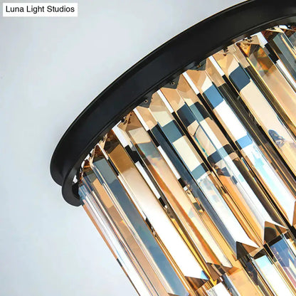 Modern Amber Tiered Crystal Wall Mounted Lamp