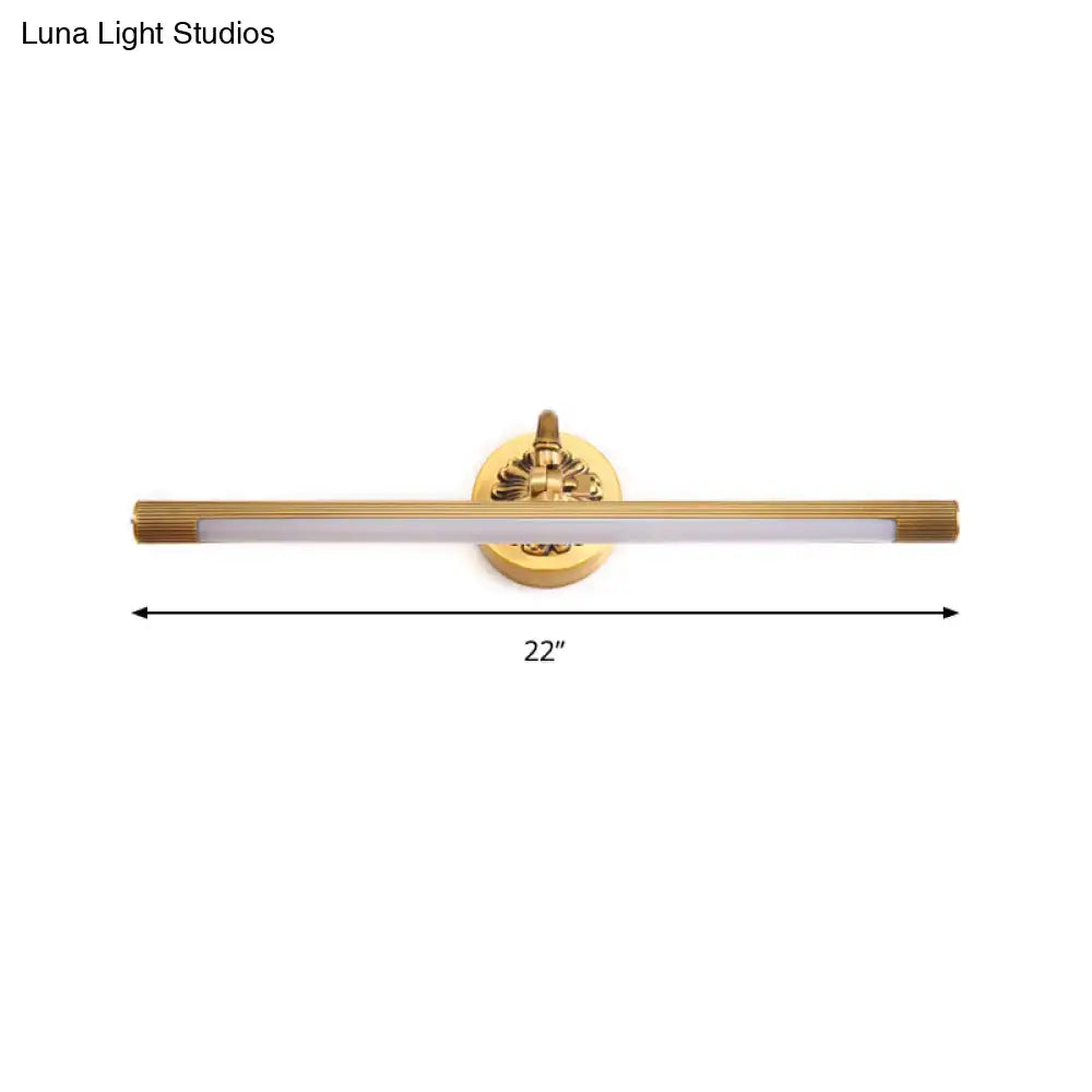 Brass modern wall light by Decorbites with ornate circular backplate and slim bar, 22in wide on Tampa Home & Garden Store